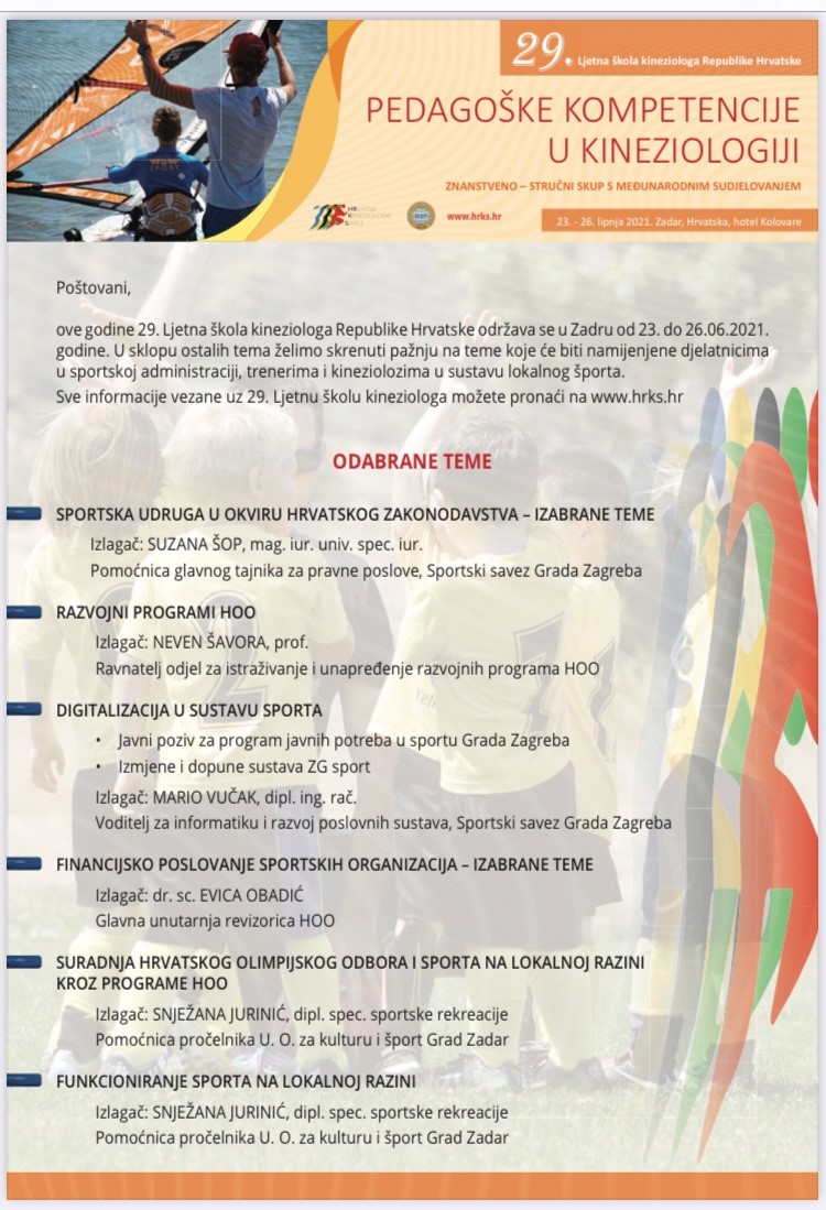 29. LJETNA ŠKOLA KINEZIOLOGA REPUBLIKE HRVATSKE